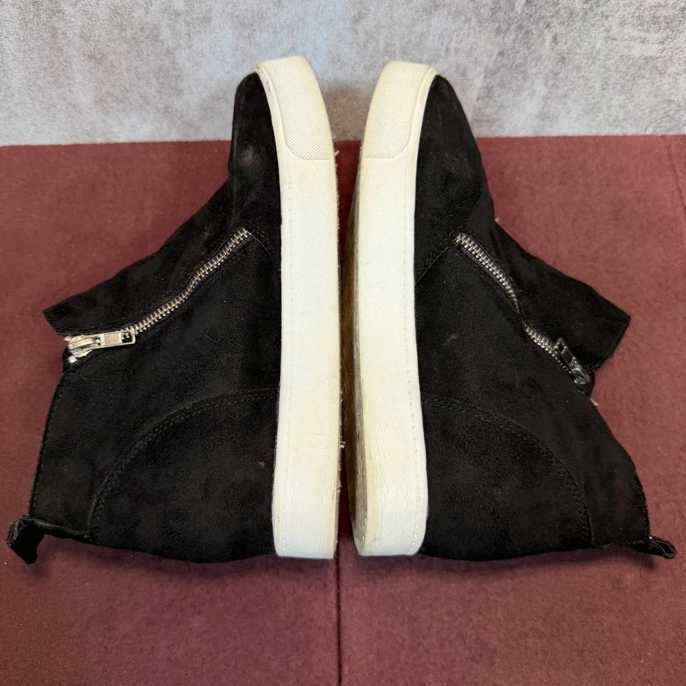Soda Wedge Sneakers Womens Black Regular Size 10 Double Side Zip Ankle Bootie